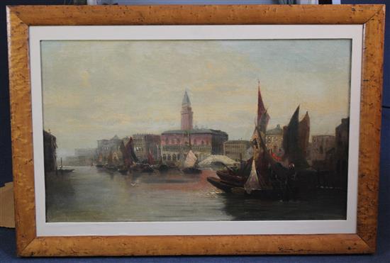 Karl Kaufmann (German, 1843-1901) Shipping before The Doges Palace, Venice, 20 x 32in.